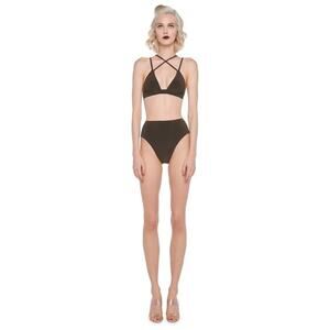 Norma Kamali Bra Double Strap Jog Bra Women's‎ Black Size Large NWT